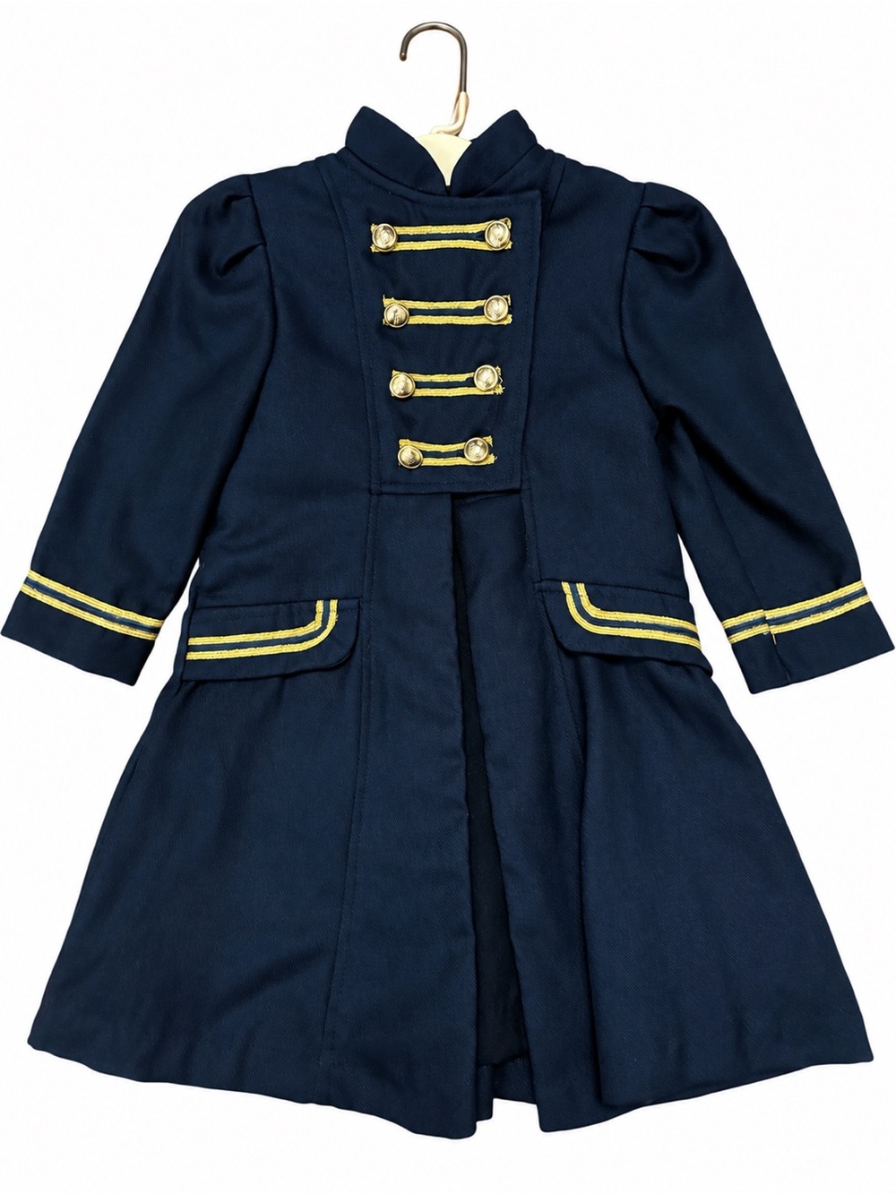Little Bitty Vintage 3T Navy Blue Gold Military Coat Dress Set 2-Piece